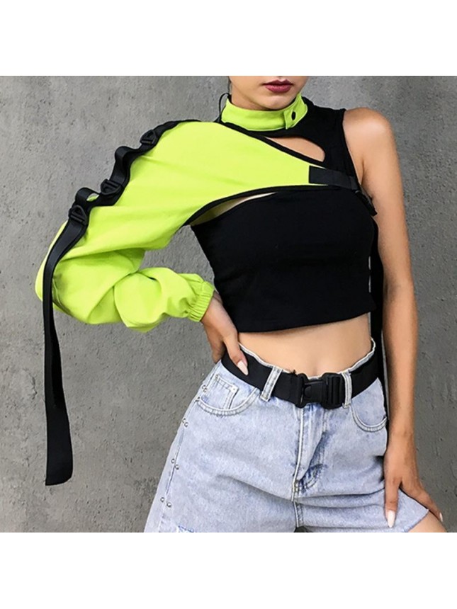 Reflective top irregular school bag fastess streamer T shirt