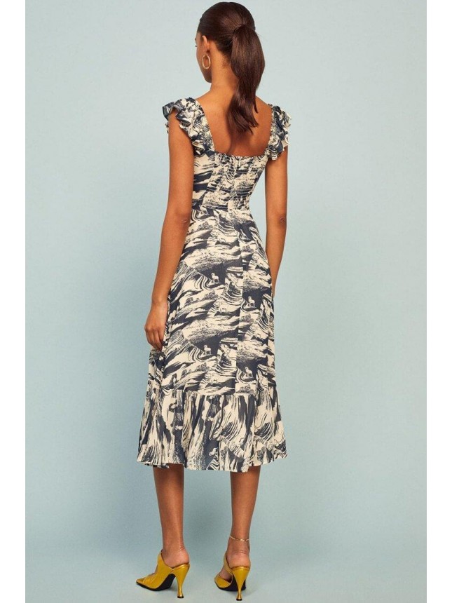 Tie Dye High Slit Sleeveless Midi Dress – Navy Blue