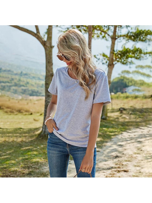 Solid color loose cross back T shirt