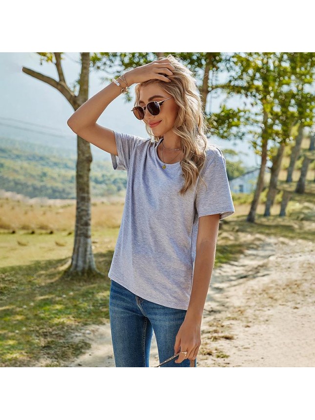 Solid color loose cross back T shirt
