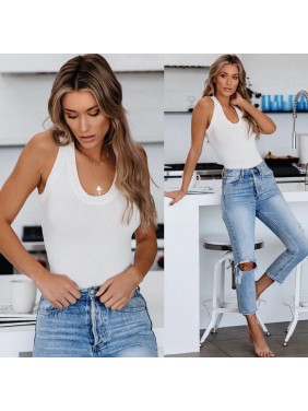 Sleeveless bottoming shirt tight fitting  ice silk small vein knitted fashion outfits
