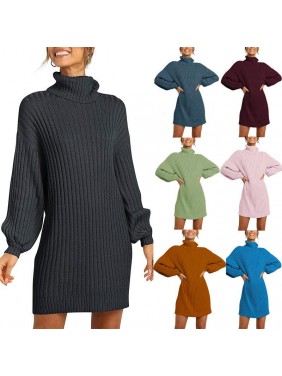 Sweater high collarlong sweater sweater dress fashion outfits