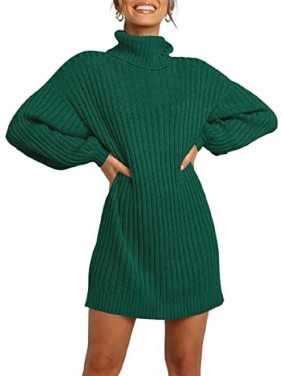 Sweater high collarlong sweater sweater dress fashion outfits