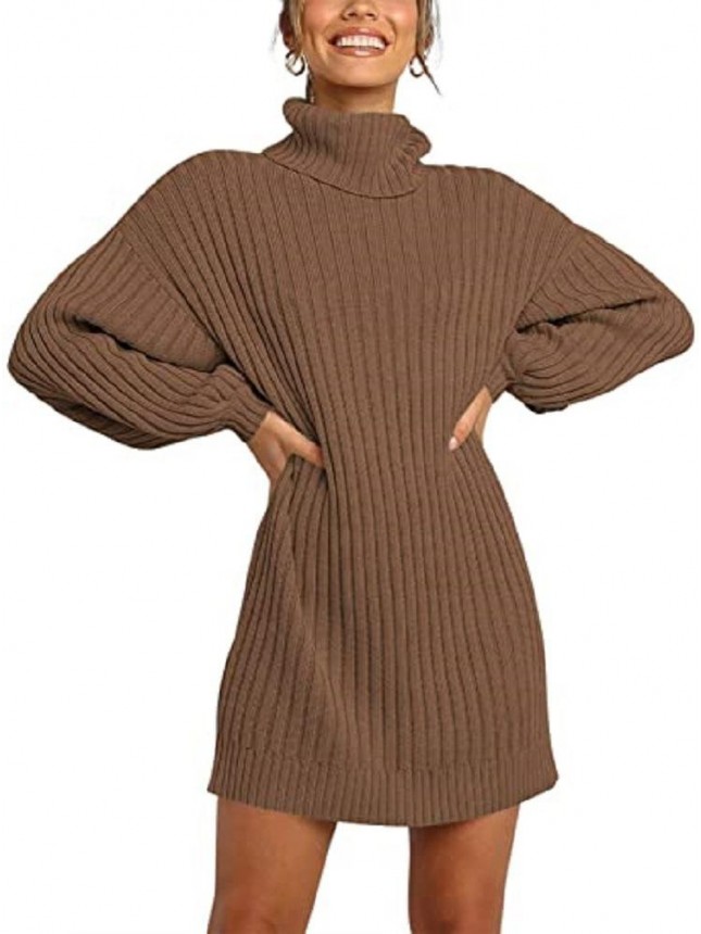 Sweater high collarlong sweater sweater dress fashion outfits