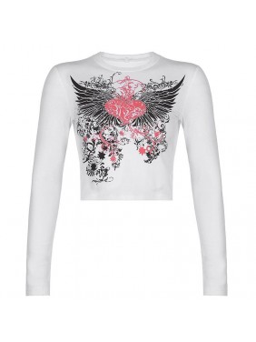Hot diamond printing collision, black umbilica, short, bottom, long sleeved dress, t shirt