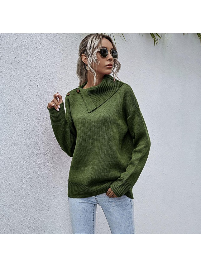 Side sweater shoulder button fashion outfits