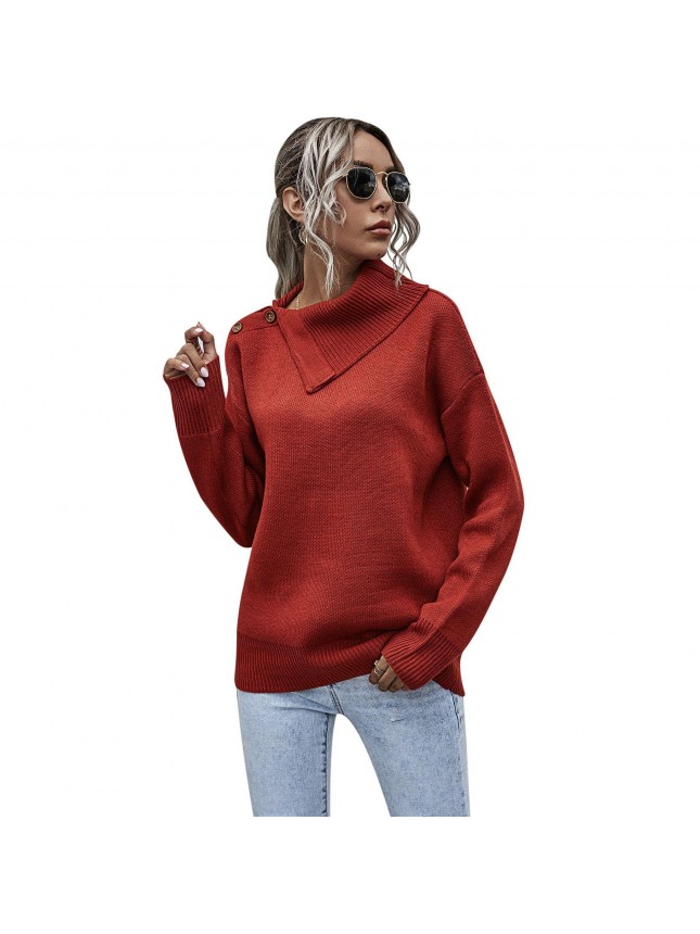 Side sweater shoulder button fashion outfits