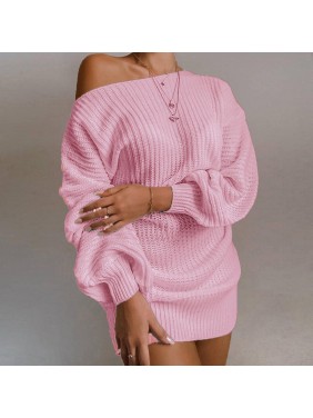 Sweater dress reverse shoulder knit sweater fashion outfits