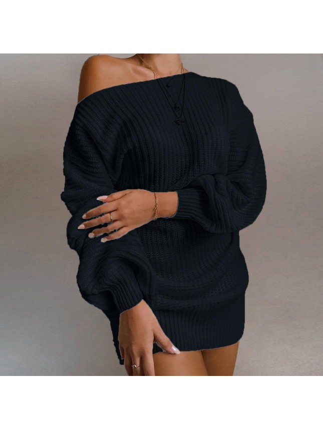 Sweater dress reverse shoulder knit sweater fashion outfits