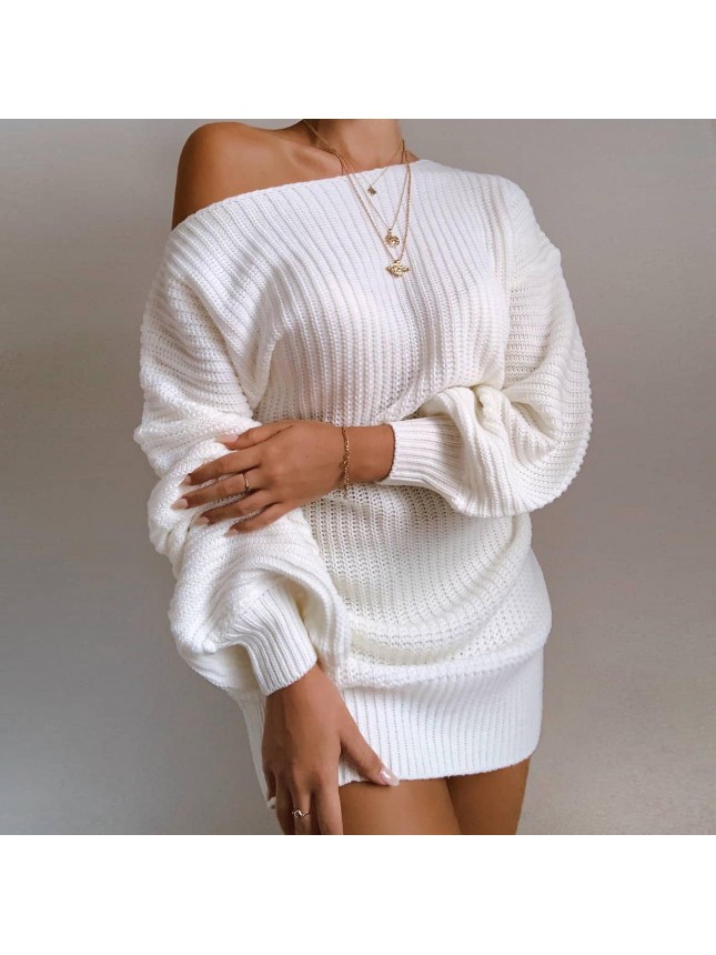 Sweater dress reverse shoulder knit sweater fashion outfits