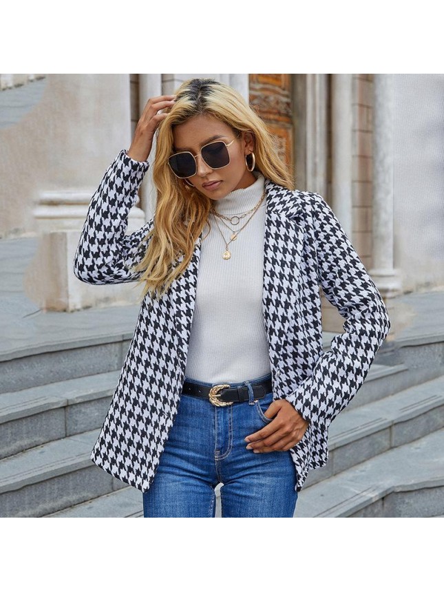 Upper sleeve thousand bird shirt cardigan white shirt jacket