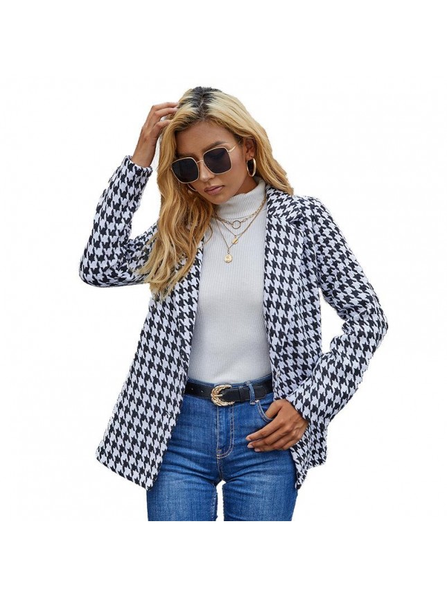Upper sleeve thousand bird shirt cardigan white shirt jacket