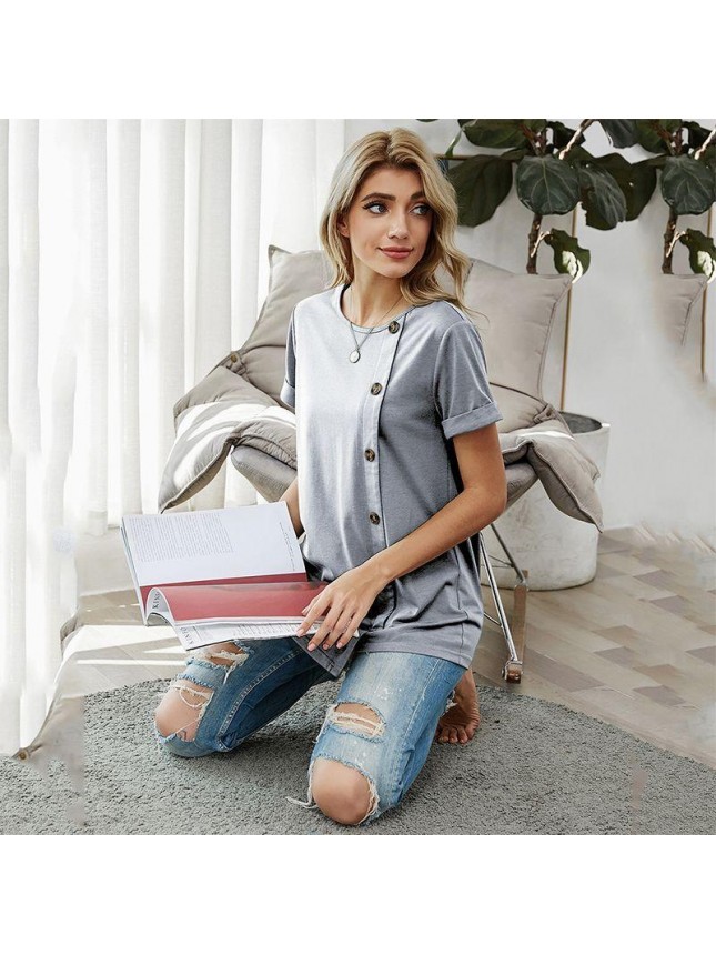 Solid color single bread home top t shirt