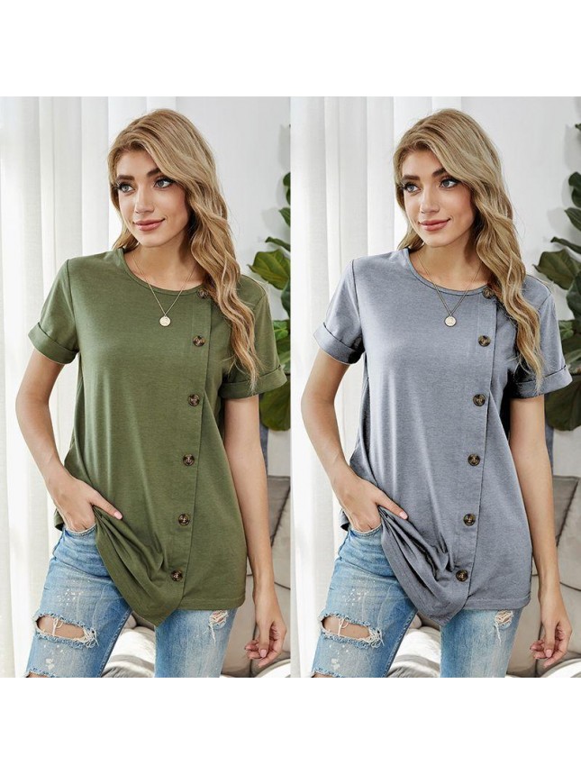 Solid color single bread home top t shirt