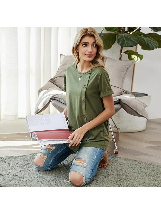 Solid color single bread home top t shirt