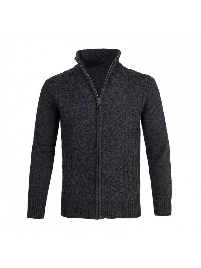 Sweater coat zipper high collar long sleeve top fashion outfits