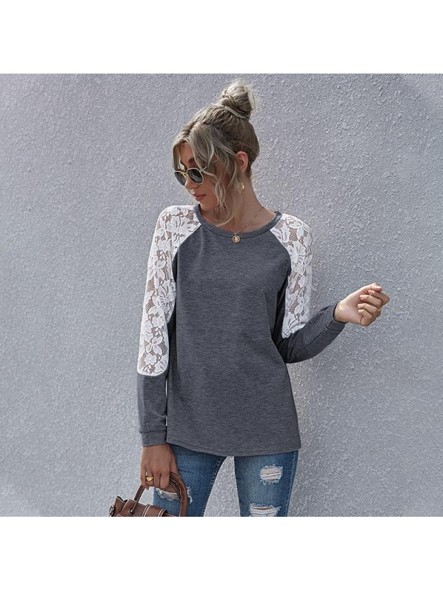 Stitching sweater lace long sleeve shirt
