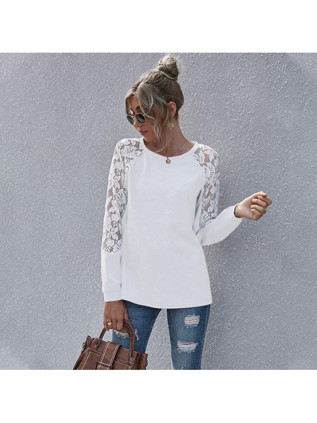 Stitching sweater lace long sleeve shirt