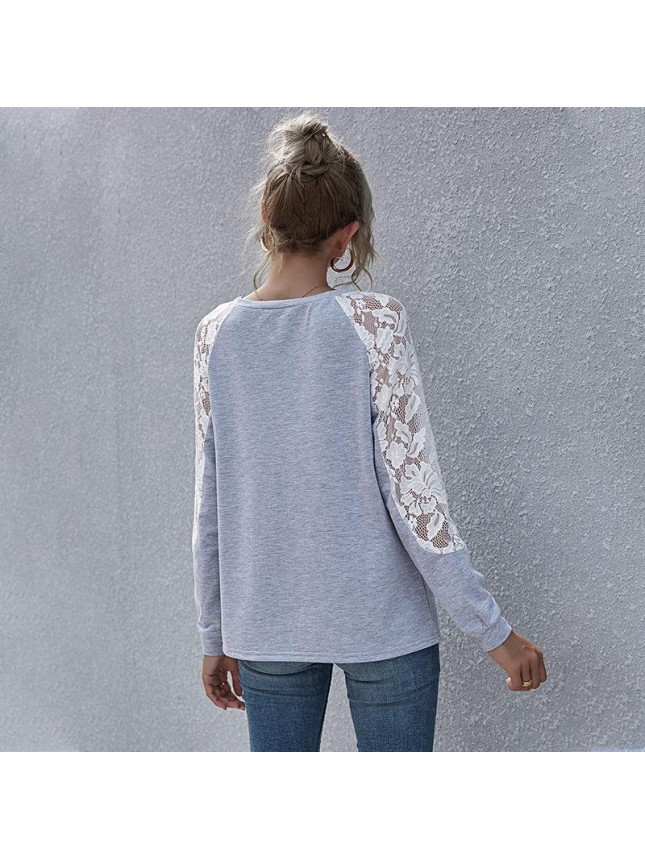 Stitching sweater lace long sleeve shirt