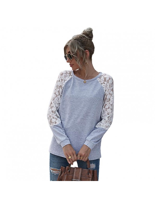 Stitching sweater lace long sleeve shirt
