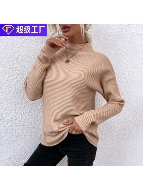 Solid color high collar pit sweater top fashion outfits