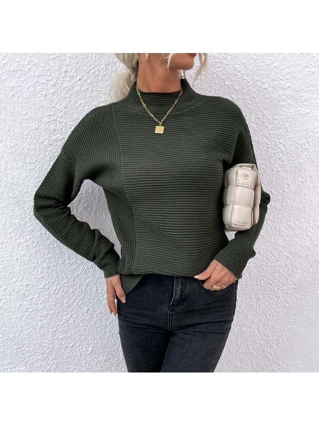 Solid color high collar pit sweater top fashion outfits