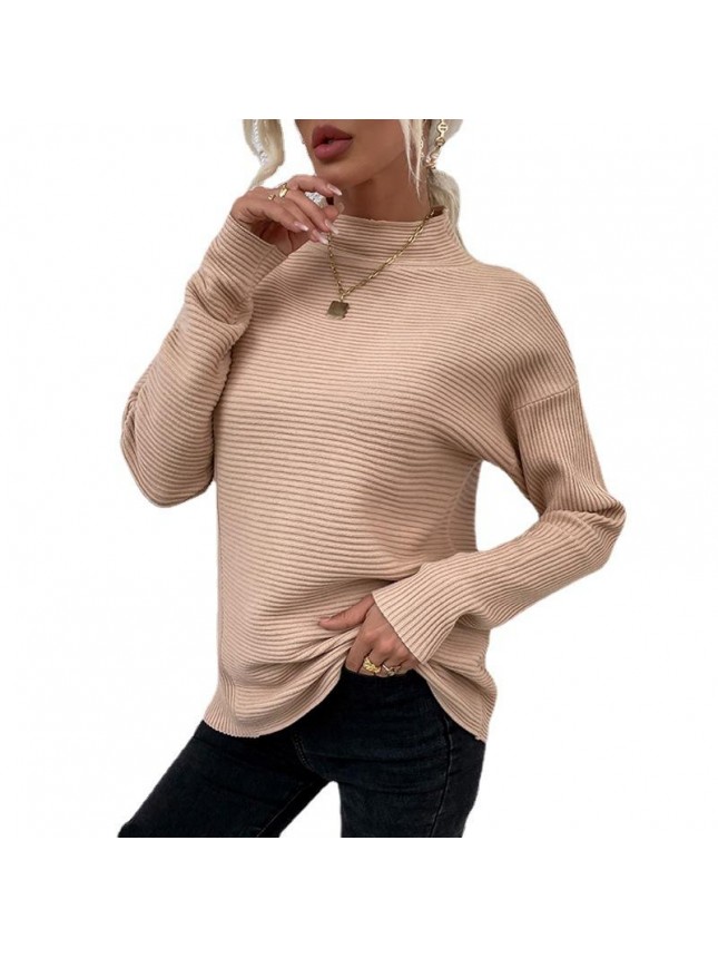 Solid color high collar pit sweater top fashion outfits