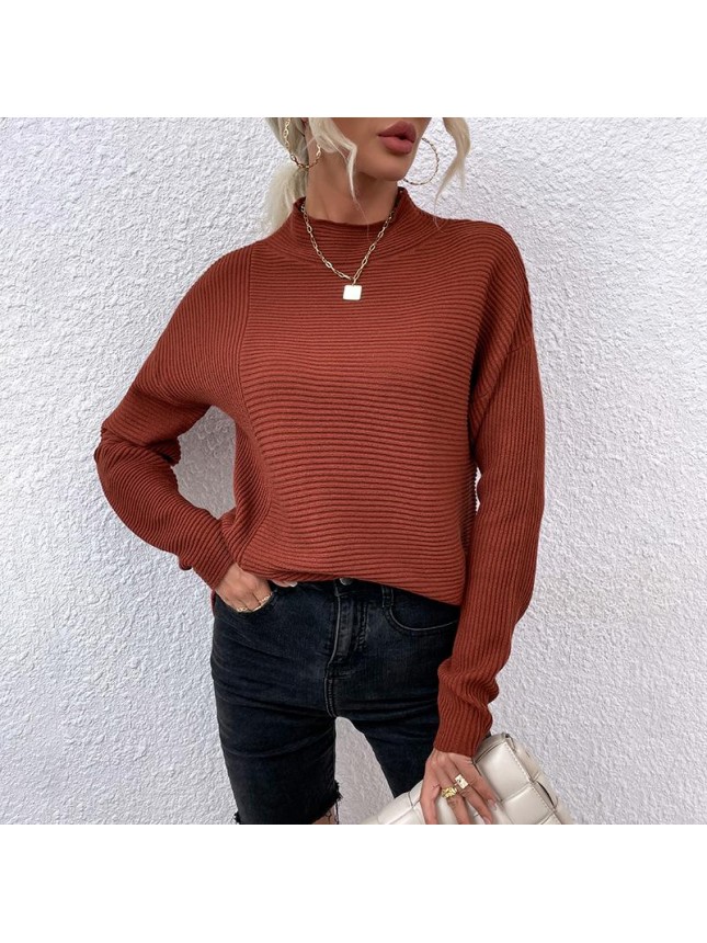 Solid color high collar pit sweater top fashion outfits