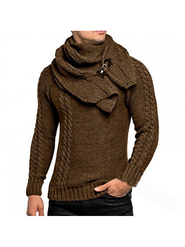 Sweater collar pullover knit sweater male fashion outfits