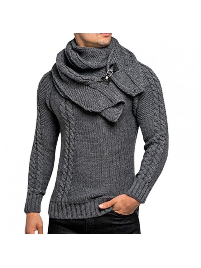 Sweater collar pullover knit sweater male fashion outfits