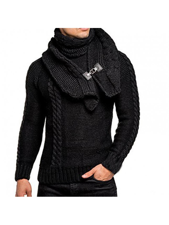 Sweater collar pullover knit sweater male fashion outfits
