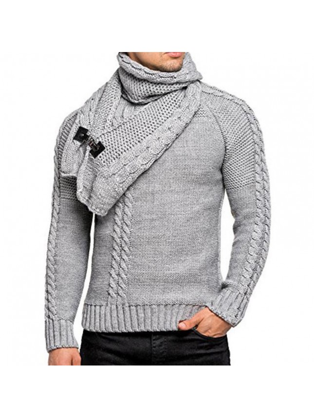 Sweater collar pullover knit sweater male fashion outfits