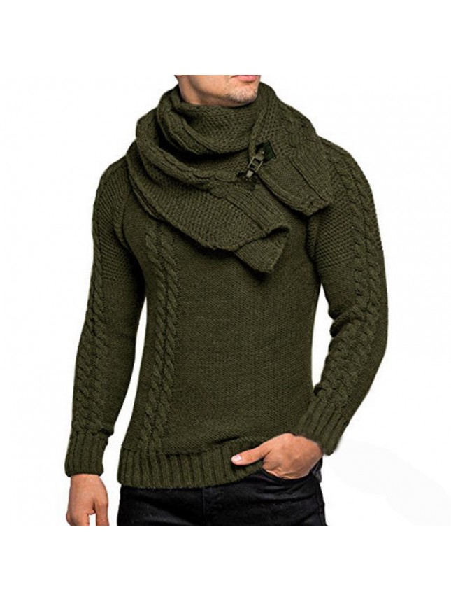 Sweater collar pullover knit sweater male fashion outfits