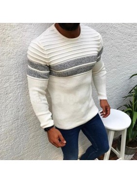 Striped men’s sweater knit sweater top KY fashion outfits