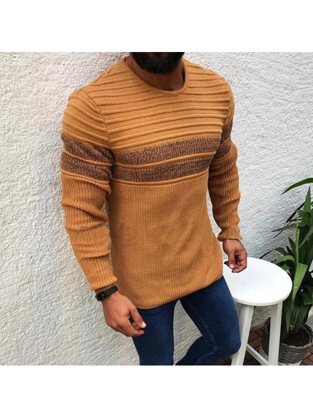 Striped men’s sweater knit sweater top KY fashion outfits