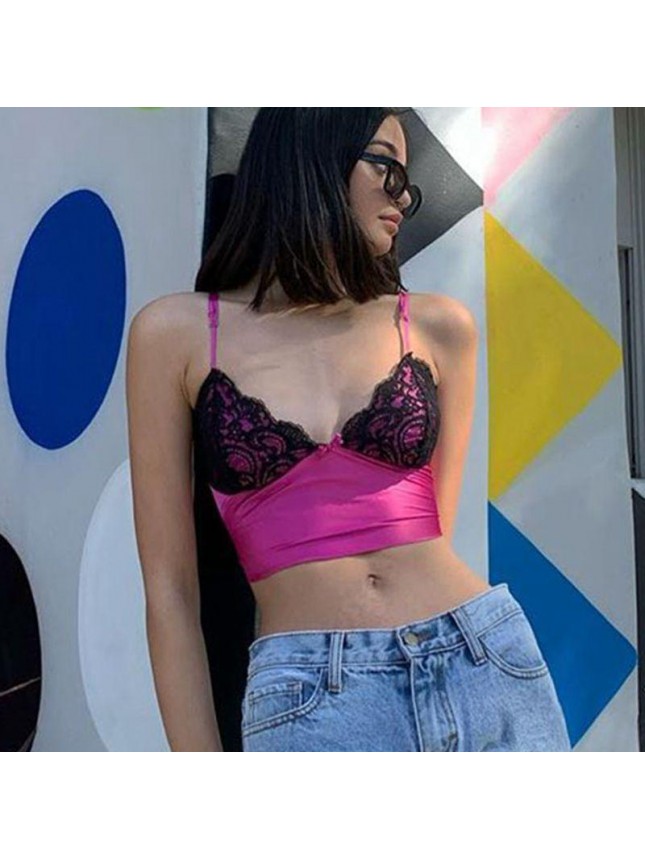 Ultra short stitching strap small vest bottoming shirt