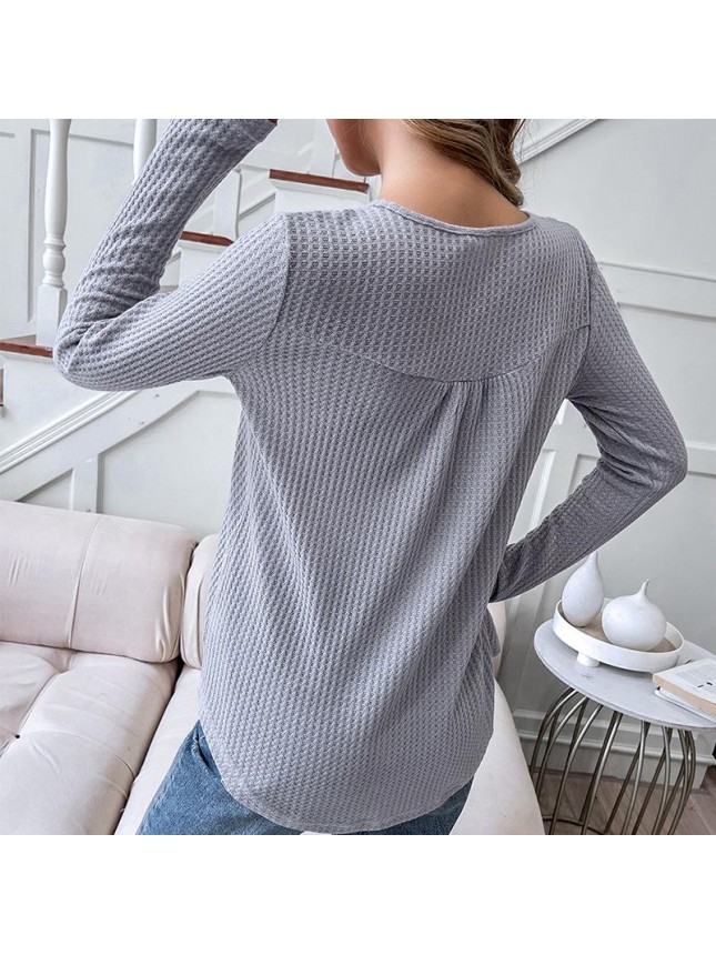 Warc husky top solid color loose long sleeve T shirt