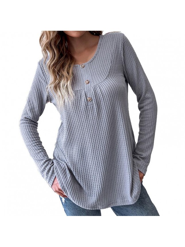 Warc husky top solid color loose long sleeve T shirt