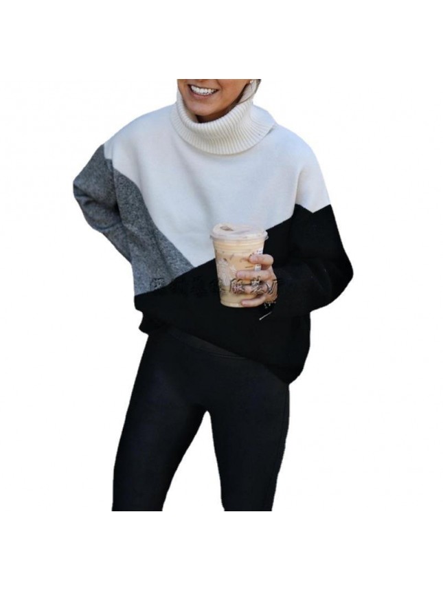 Spliced sweater OL commuter grid loose sweater fashion outfits