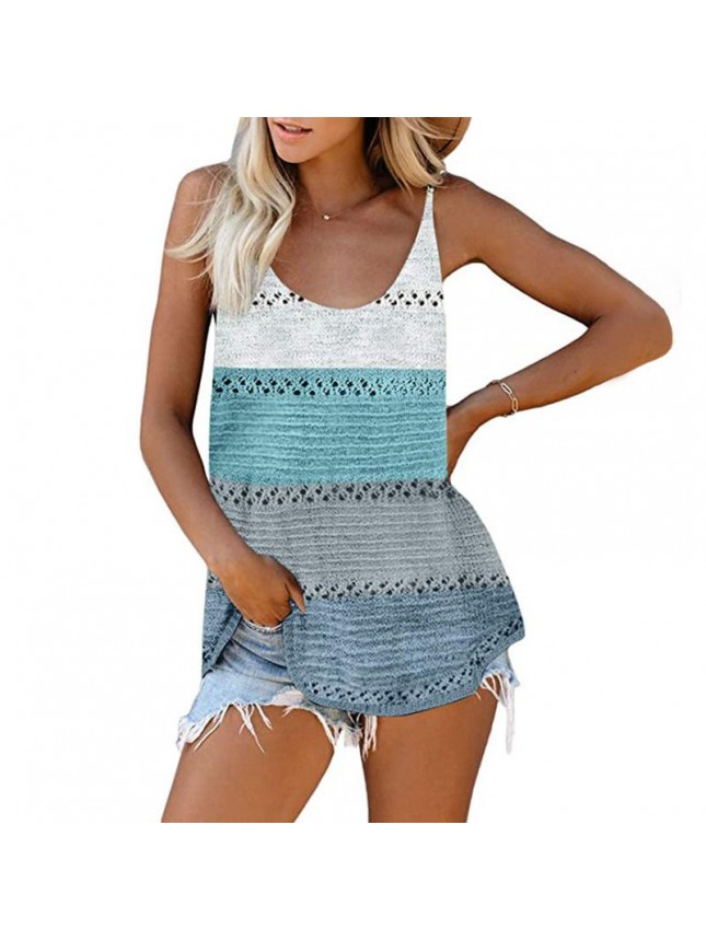 Striped color matching beach sling vest fashion outfits