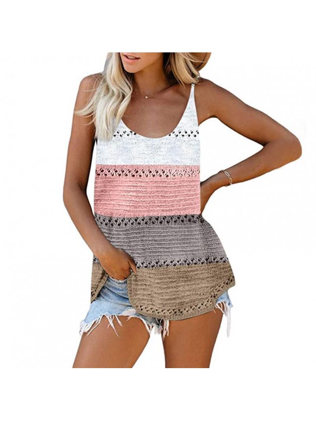 Striped color matching beach sling vest fashion outfits