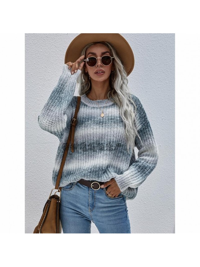 Striped weed wear loose large size rainbow sweater fashion outfits