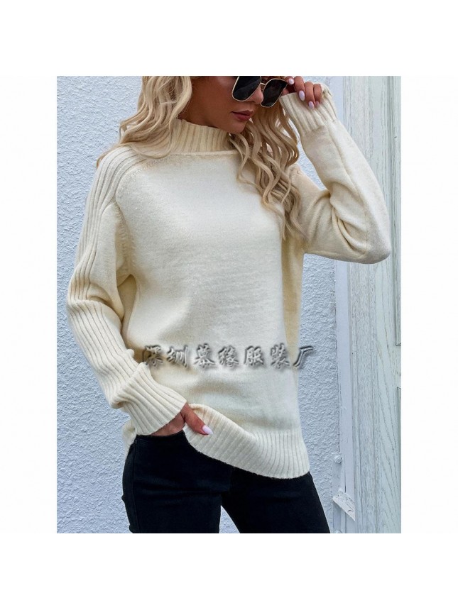 Sweater high collar loose high collar sweater fashion outfits