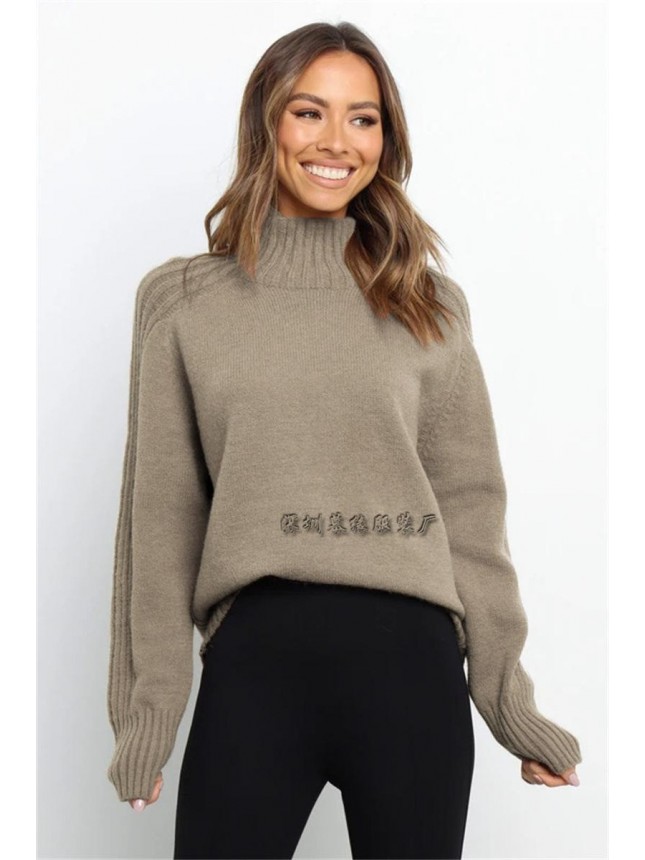 Sweater high collar loose high collar sweater fashion outfits