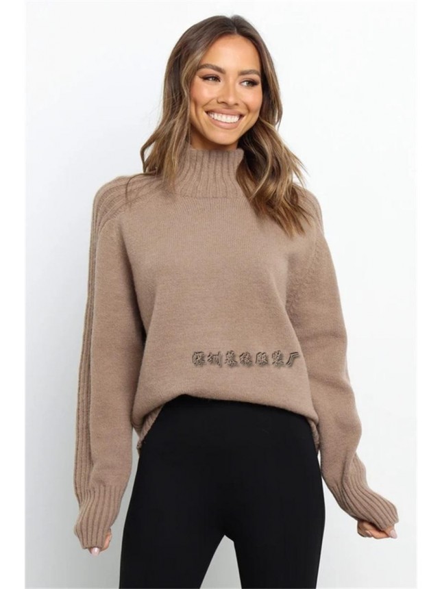 Sweater high collar loose high collar sweater fashion outfits