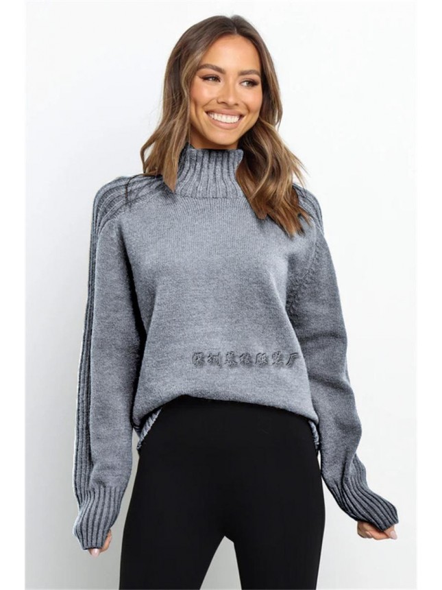 Sweater high collar loose high collar sweater fashion outfits