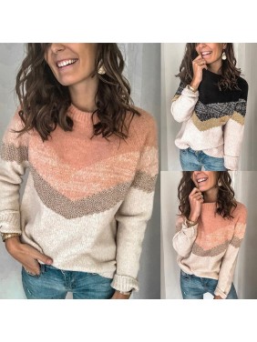 Splicing shoulder sleeve sweater fashion outfits