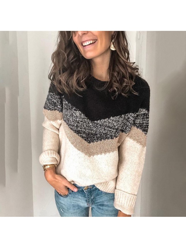 Splicing shoulder sleeve sweater fashion outfits