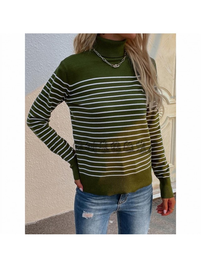 Striped high collar sweater striped sweater fashion outfits