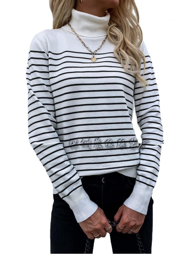 Striped high collar sweater striped sweater fashion outfits